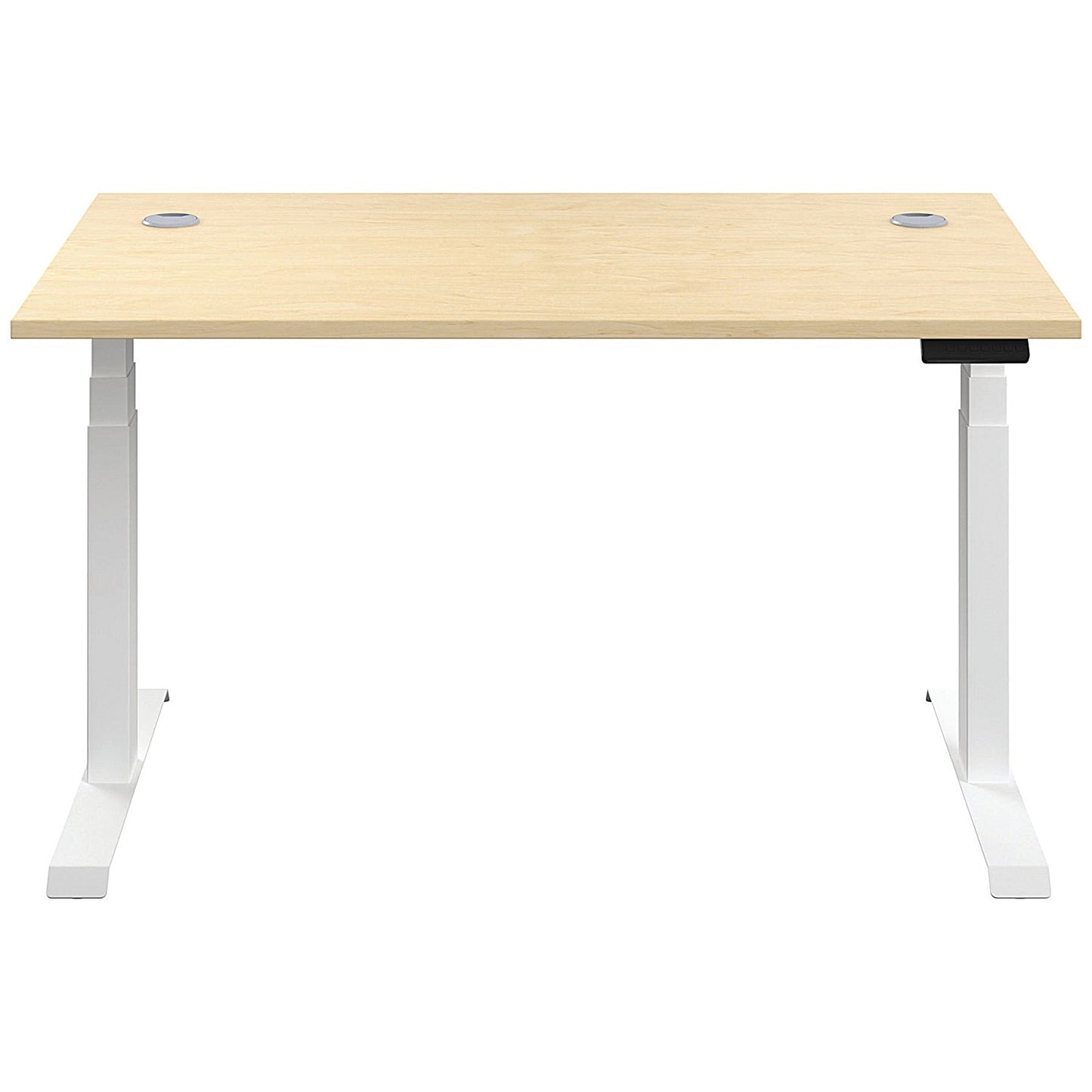 Jemini Sit-Stand Desk, White Leg, 1400mm, Maple Top