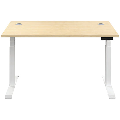 Jemini Sit-Stand Desk, White Leg, 1400mm, Maple Top