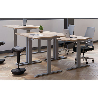 Jemini Sit-Stand Desk, White Leg, 1400mm, White Top