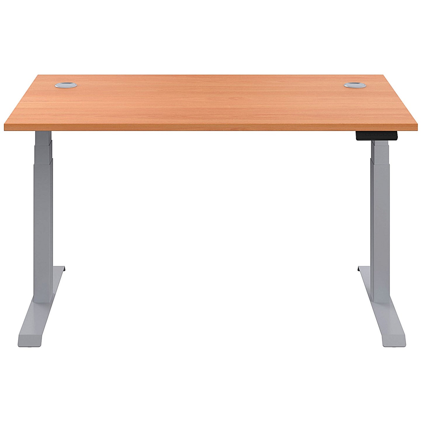 Jemini Sit-Stand Desk, Silver Leg, 1600mm, Beech Top
