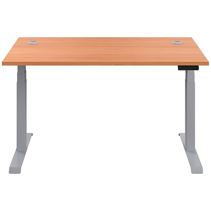 Jemini Sit-Stand Desk, Silver Leg, 1600mm, Beech Top