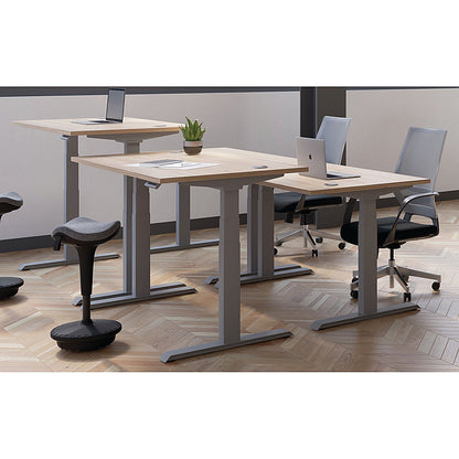 Jemini Sit-Stand Desk, Silver Leg, 1600mm, Beech Top