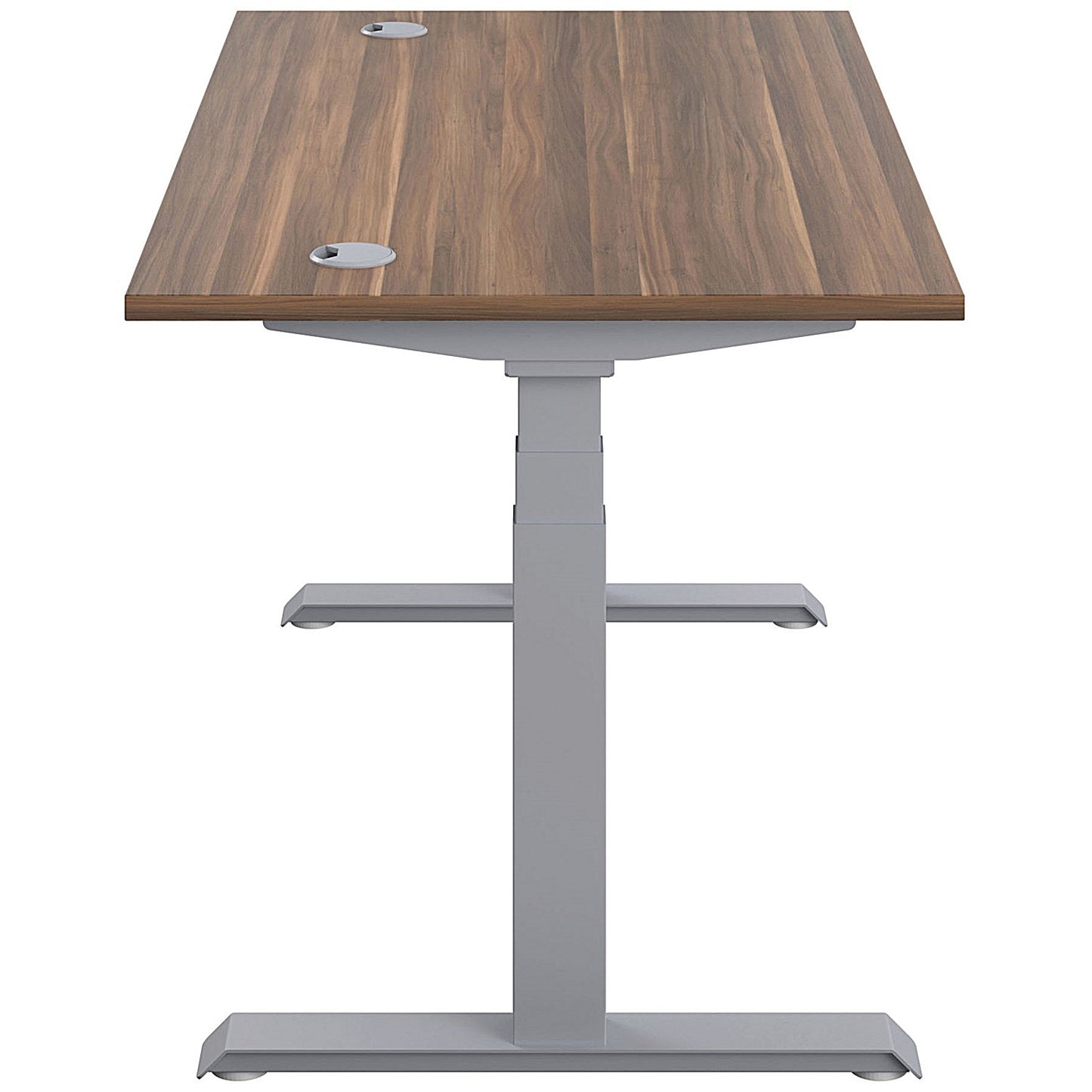 Jemini Sit-Stand Desk, Silver Leg, 1600mm, Walnut Top