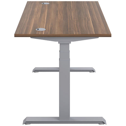 Jemini Sit-Stand Desk, Silver Leg, 1600mm, Walnut Top