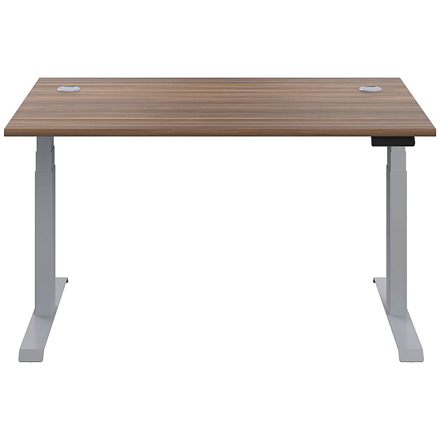 Jemini Sit-Stand Desk, Silver Leg, 1600mm, Walnut Top