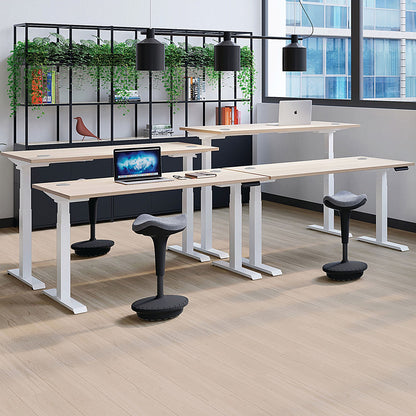 Jemini Sit-Stand Desk, Silver Leg, 1600mm, Grey Oak Top