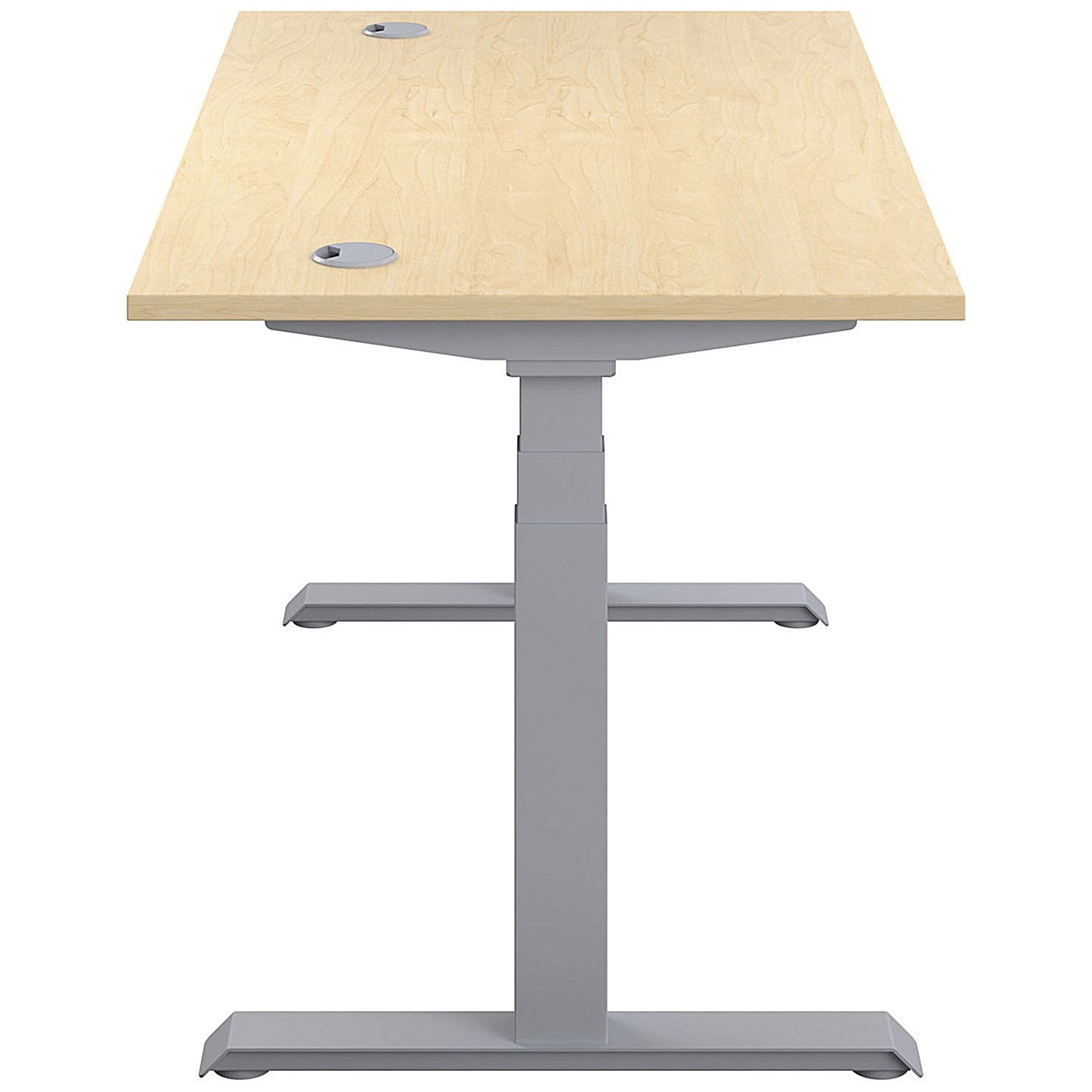 Jemini Sit-Stand Desk, Silver Leg, 1600mm, Maple Top