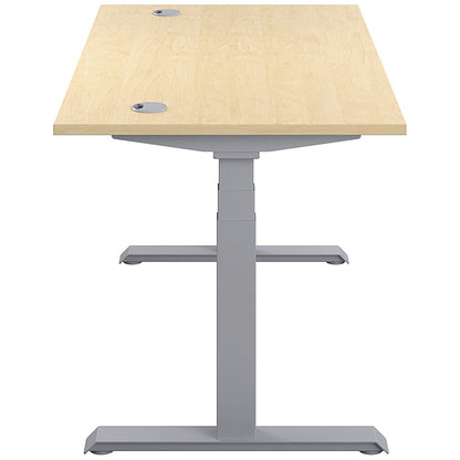 Jemini Sit-Stand Desk, Silver Leg, 1600mm, Maple Top