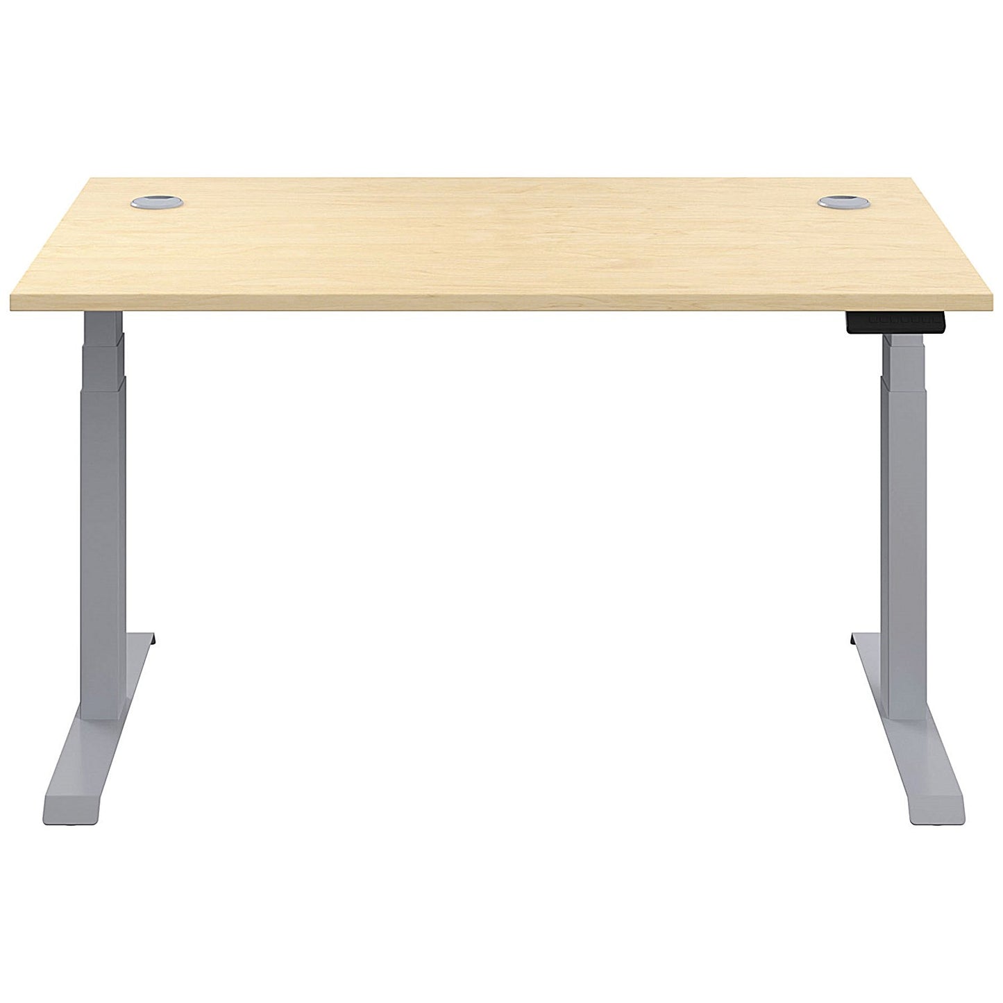 Jemini Sit-Stand Desk, Silver Leg, 1600mm, Maple Top