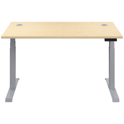 Jemini Sit-Stand Desk, Silver Leg, 1600mm, Maple Top
