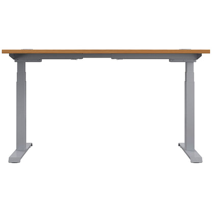 Jemini Sit-Stand Desk, Silver Leg, 1600mm, Oak Top