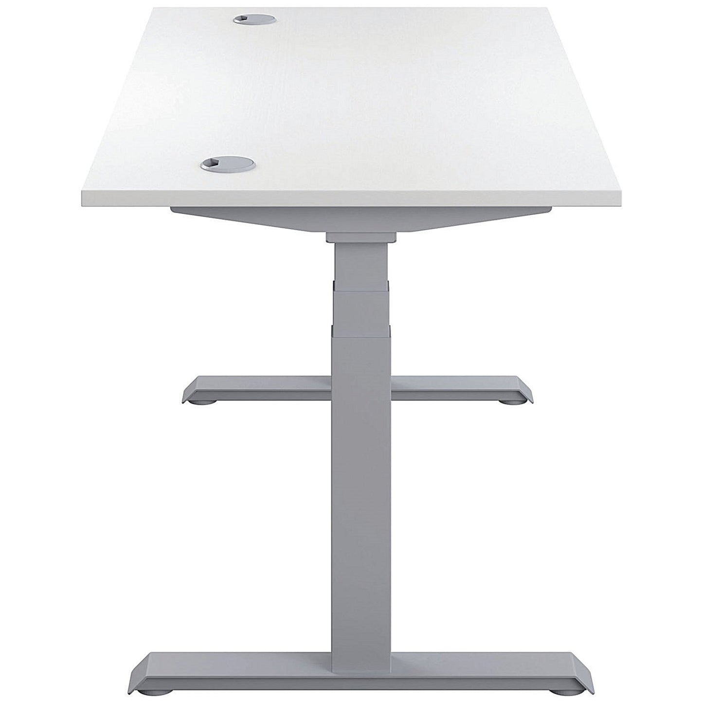 Jemini Sit-Stand Desk, Silver Leg, 1600mm, White Top