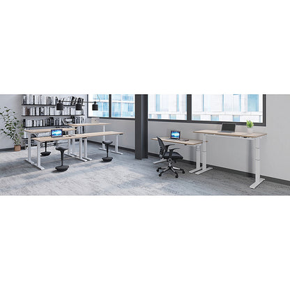 Jemini Sit-Stand Desk, White Leg, 1600mm, Beech Top