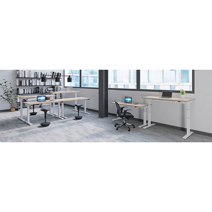 Jemini Sit-Stand Desk, White Leg, 1600mm, Walnut Top