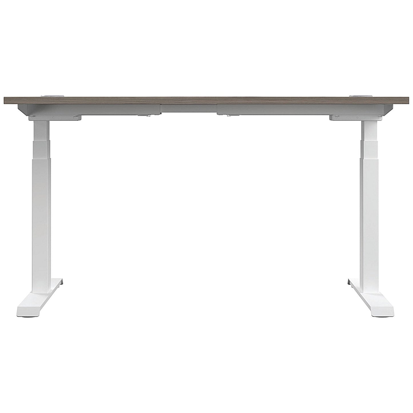 Jemini Sit-Stand Desk, White Leg, 1600mm, Grey Oak Top