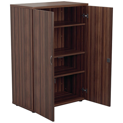 Jemini Medium Wooden Cupboard, 3 Shelves, 1200mm High, Walnut