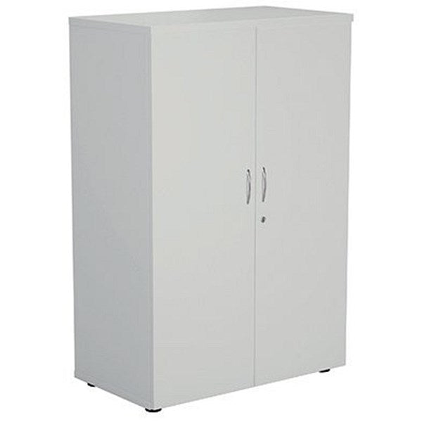 Jemini Medium Wooden Cupboard, 3 Shelves, 1200mm High, White