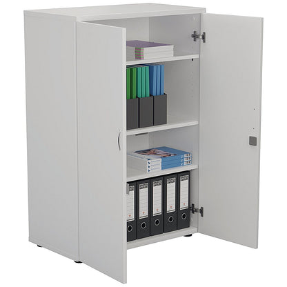 Jemini Medium Wooden Cupboard, 3 Shelves, 1200mm High, White