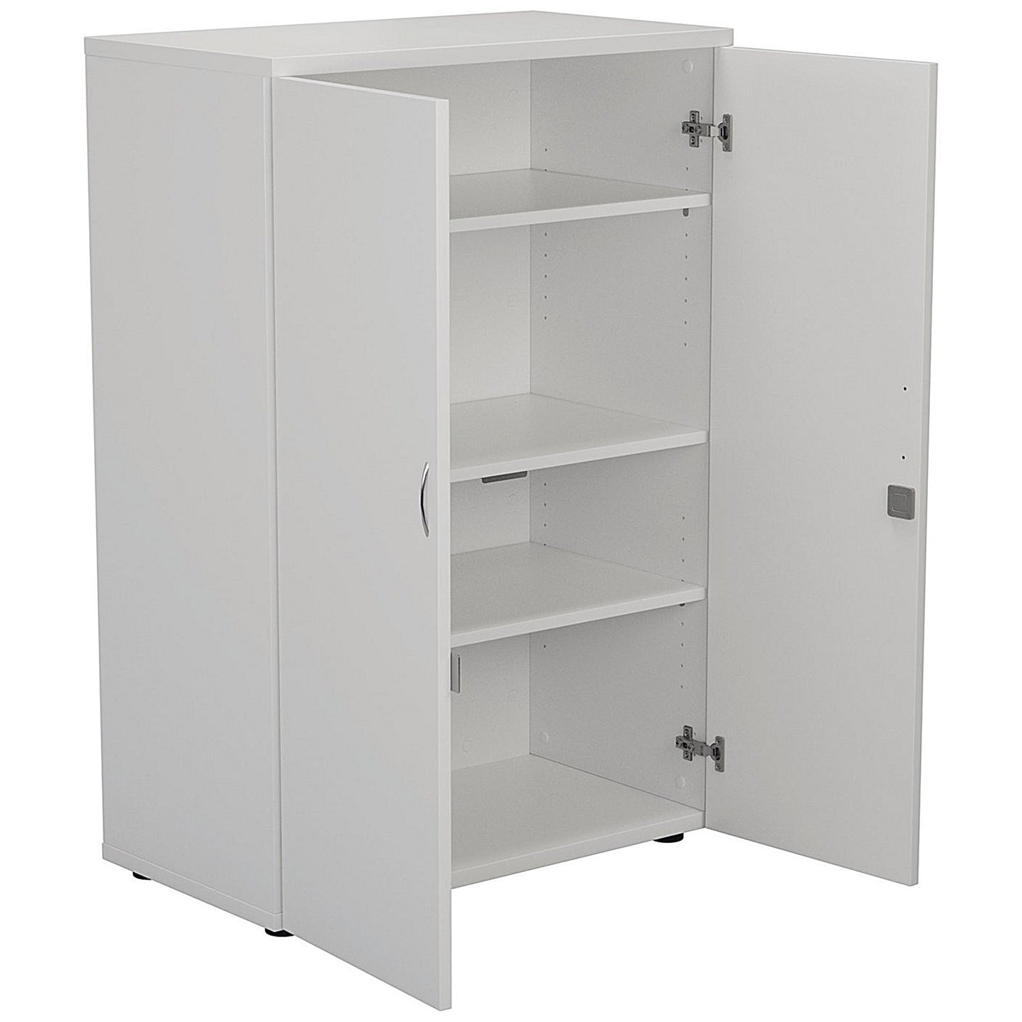 Jemini Medium Wooden Cupboard, 3 Shelves, 1200mm High, White