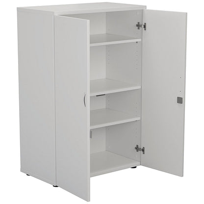 Jemini Medium Wooden Cupboard, 3 Shelves, 1200mm High, White