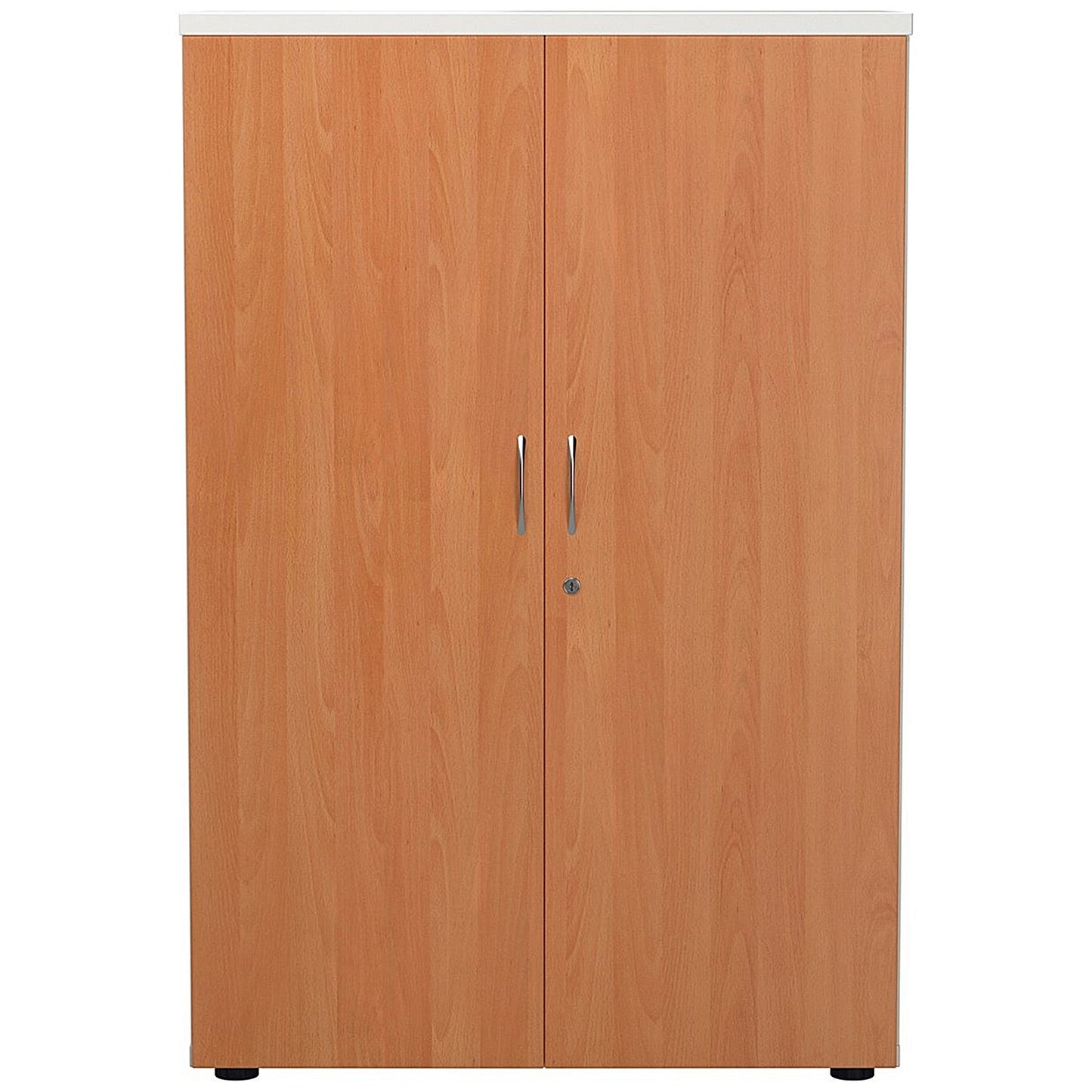 Jemini Two-Tone Medium Cupboard, 3 Shelves, 1200mm High, Beech and White
