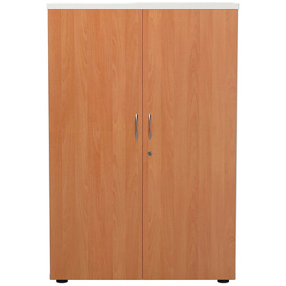 Jemini Two-Tone Medium Cupboard, 3 Shelves, 1200mm High, Beech and White