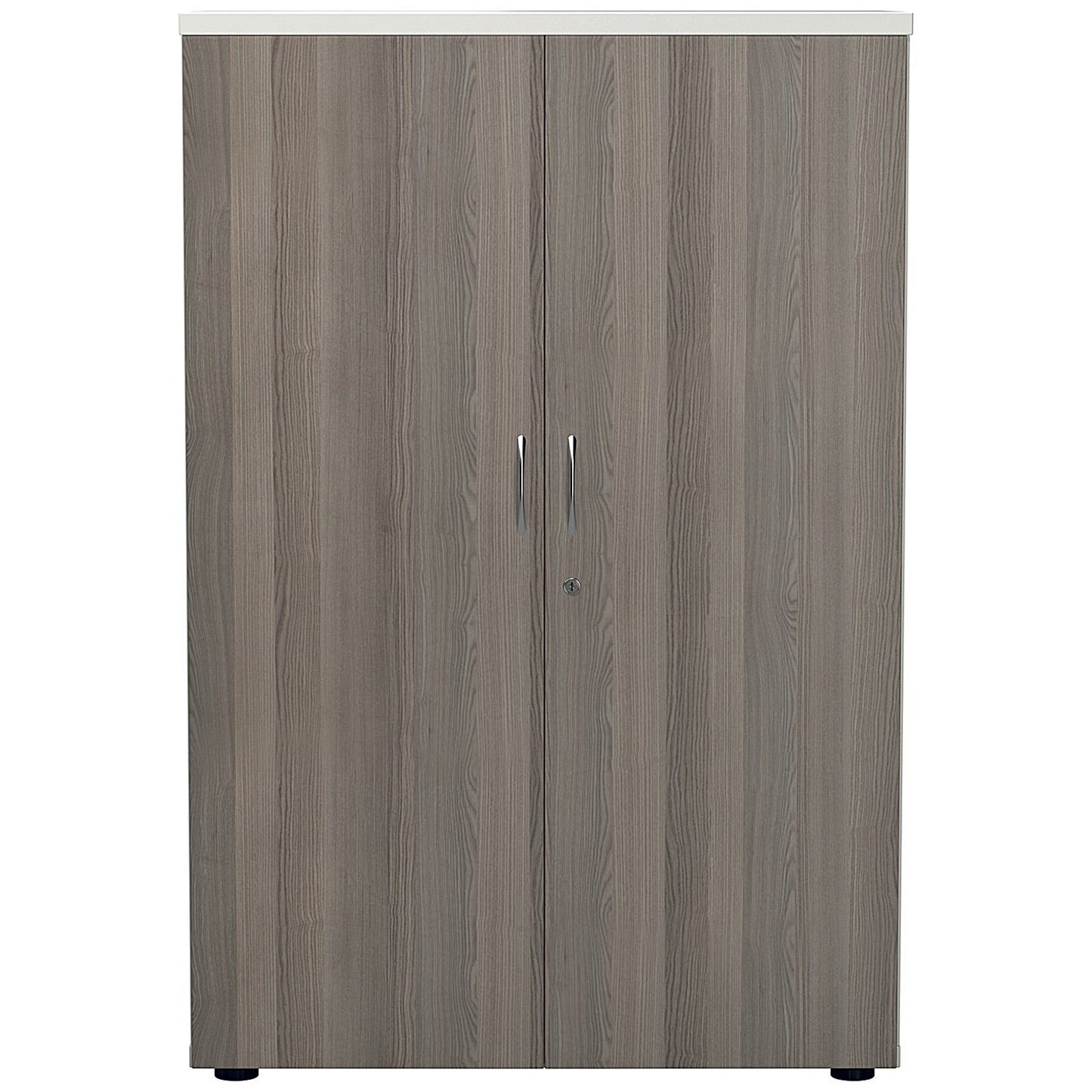 Jemini Two-Tone Medium Cupboard, 3 Shelves, 1200mm High, Grey Oak and White