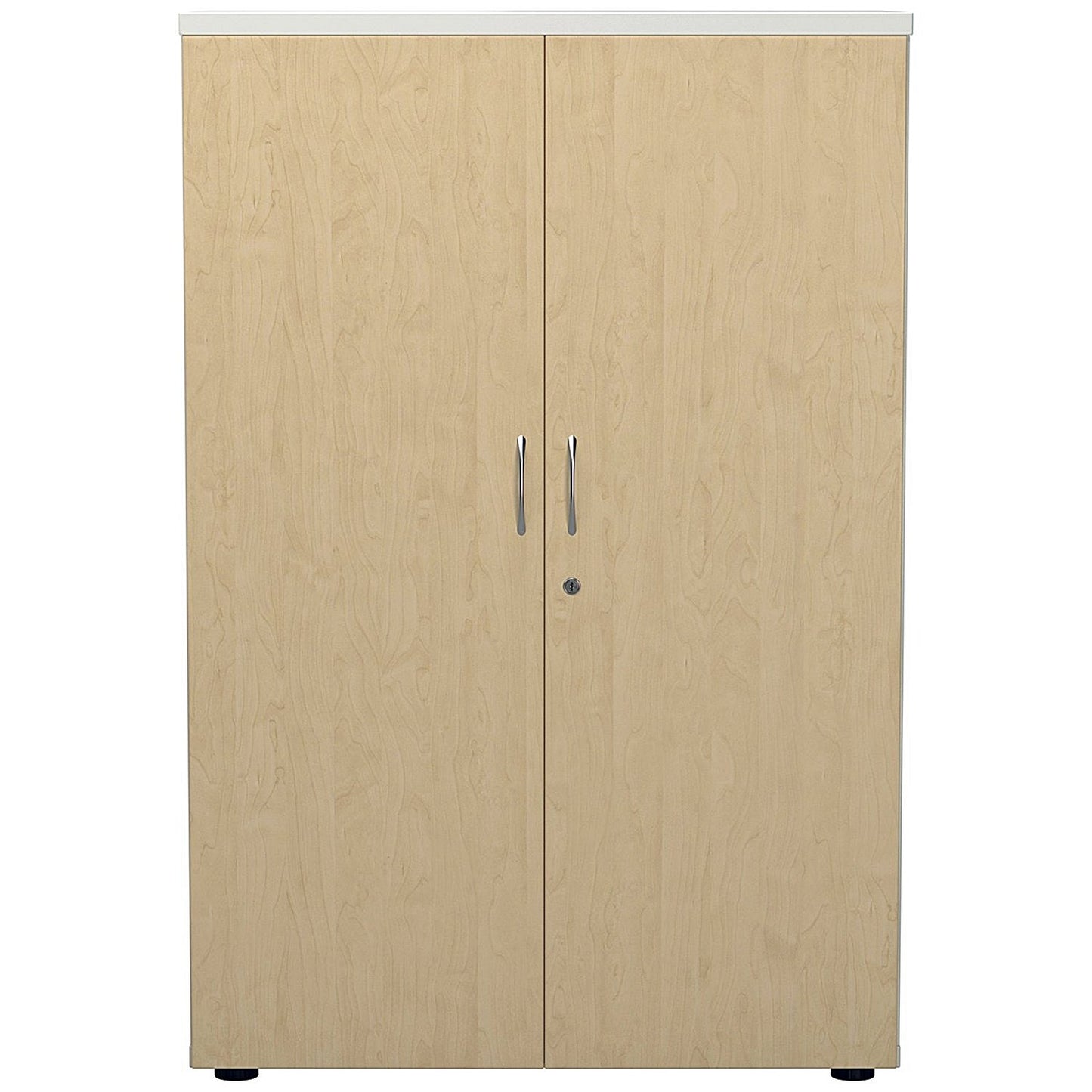 Jemini Two-Tone Medium Cupboard, 3 Shelves, 1200mm High, Maple and White
