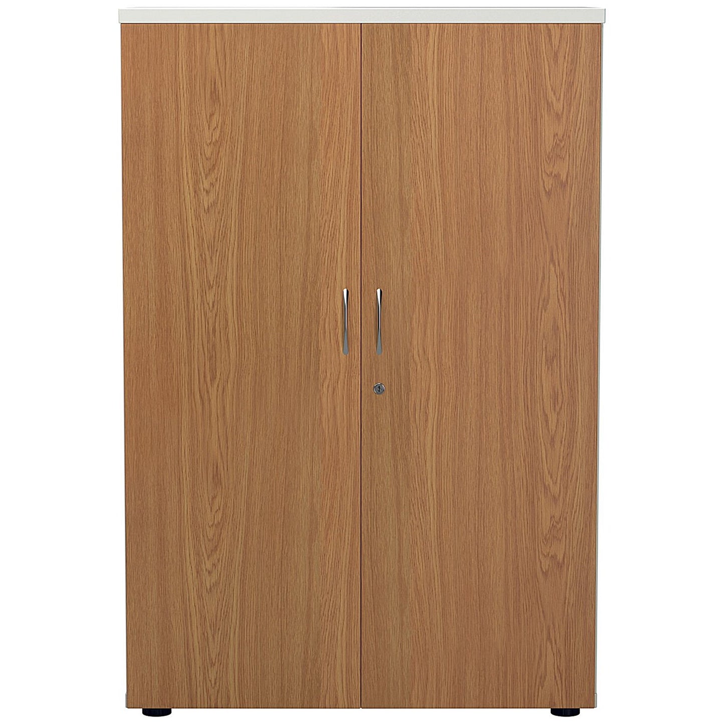 Jemini Two-Tone Medium Cupboard, 3 Shelves, 1200mm High, Oak and White
