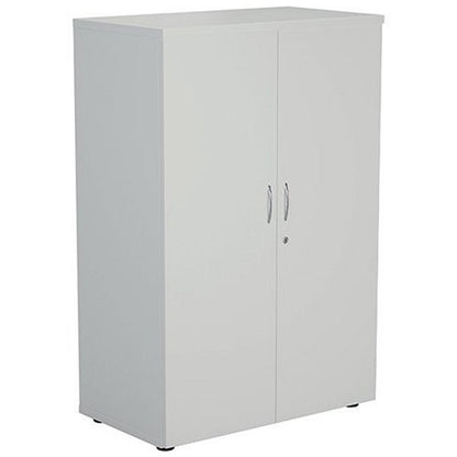 Jemini Tall Wooden Cupboard, 4 Shelves, 1600mm High, White