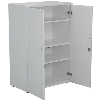 Jemini Tall Wooden Cupboard, 4 Shelves, 1600mm High, White