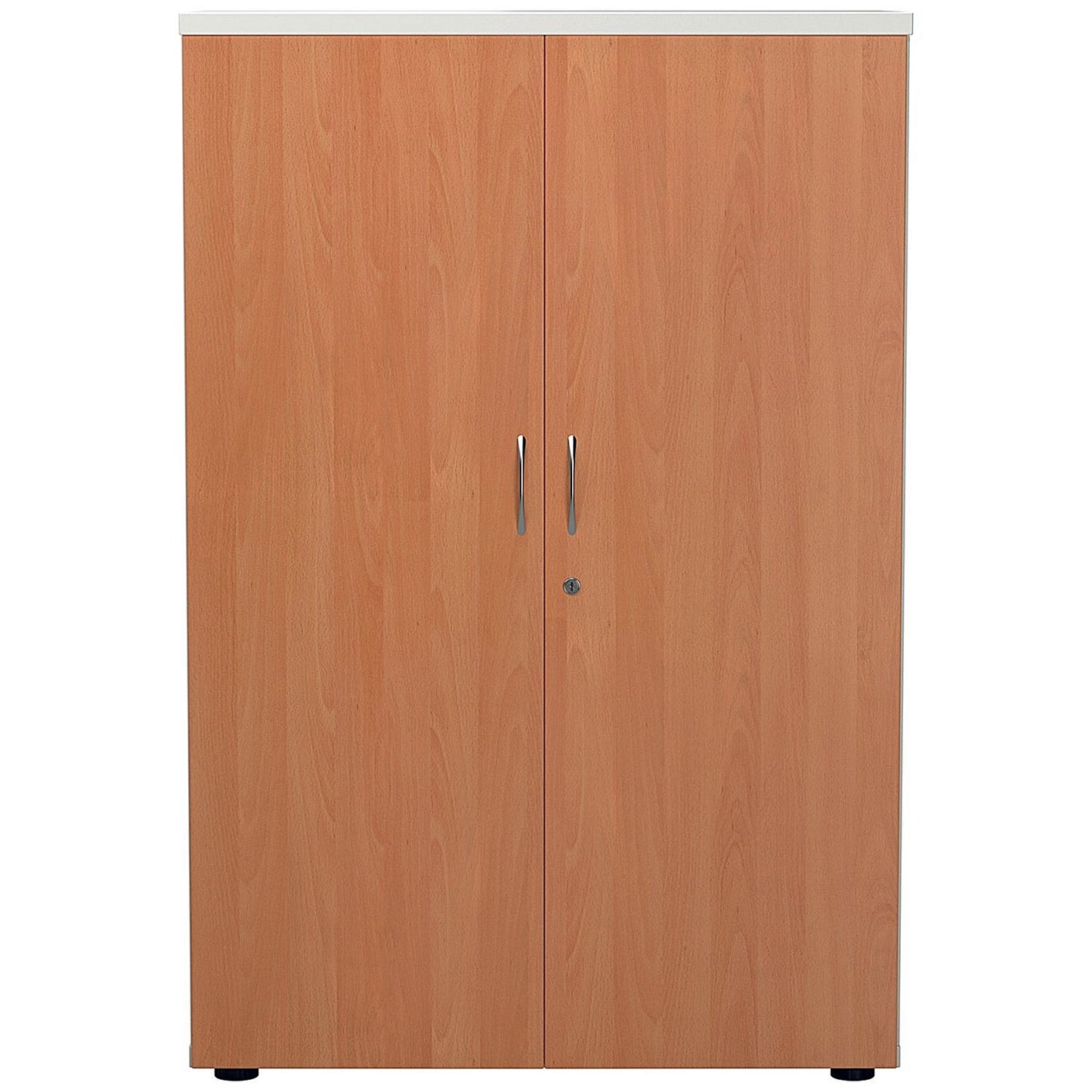 Jemini Two-Tone Tall Cupboard, 4 Shelves, 1600mm High, Beech and White