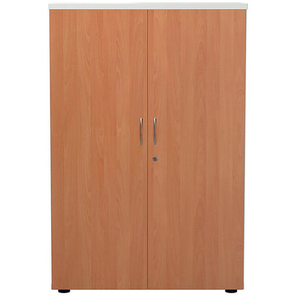 Jemini Two-Tone Tall Cupboard, 4 Shelves, 1600mm High, Beech and White