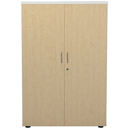 Jemini Two-Tone Tall Cupboard, 4 Shelves, 1600mm High, Maple and White