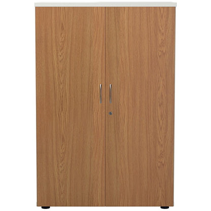 Jemini Two-Tone Tall Cupboard, 4 Shelves, 1600mm High, Oak and White