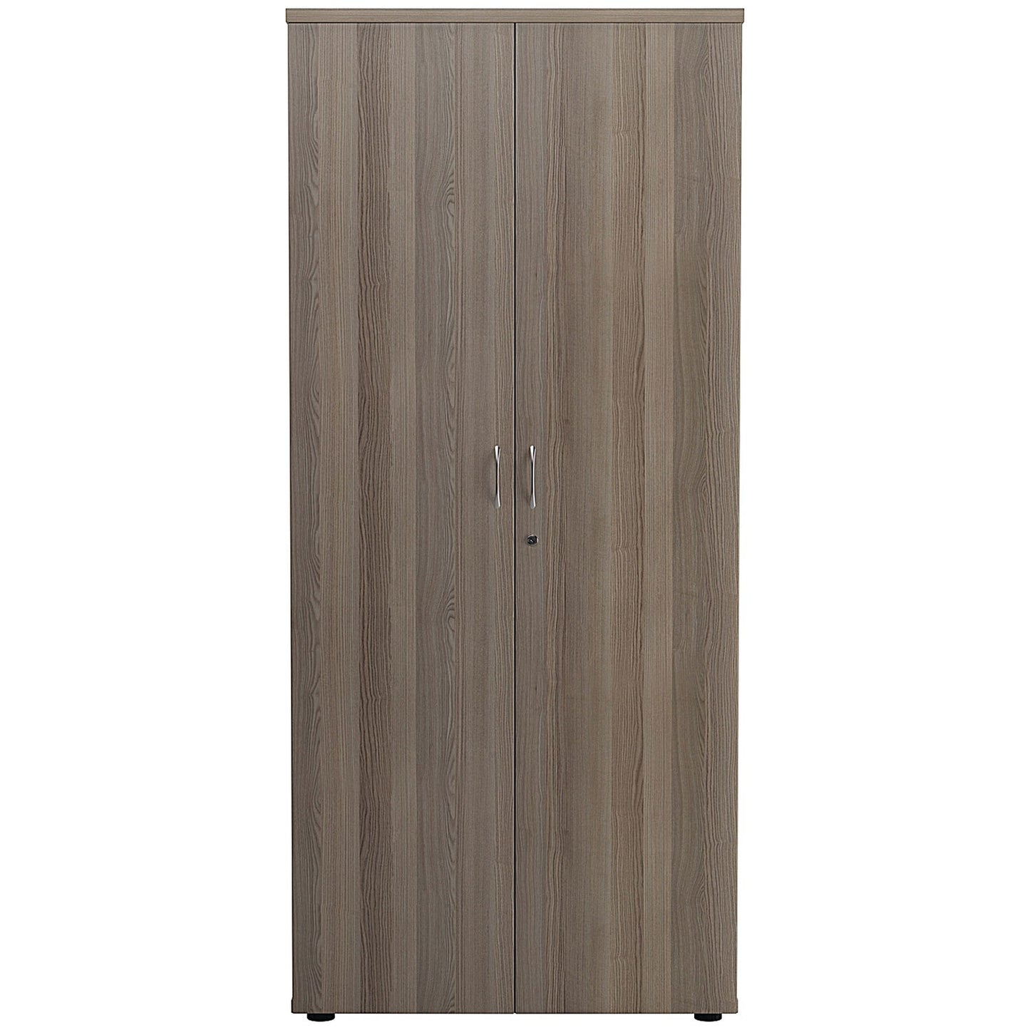 Jemini Tall Wooden Cupboard, 4 Shelves, 1800mm High, Grey Oak