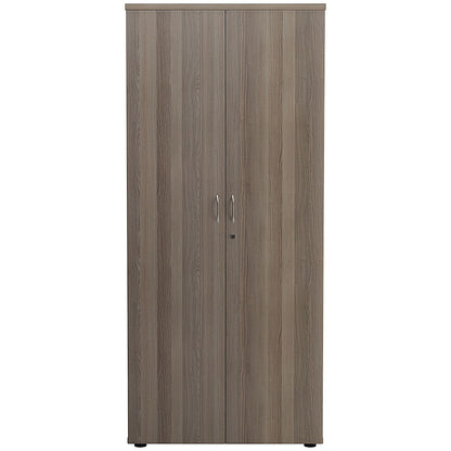Jemini Tall Wooden Cupboard, 4 Shelves, 1800mm High, Grey Oak