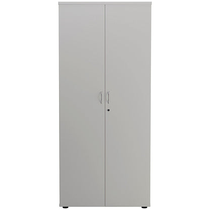 Jemini Tall Wooden Cupboard, 4 Shelves, 1800mm High, White