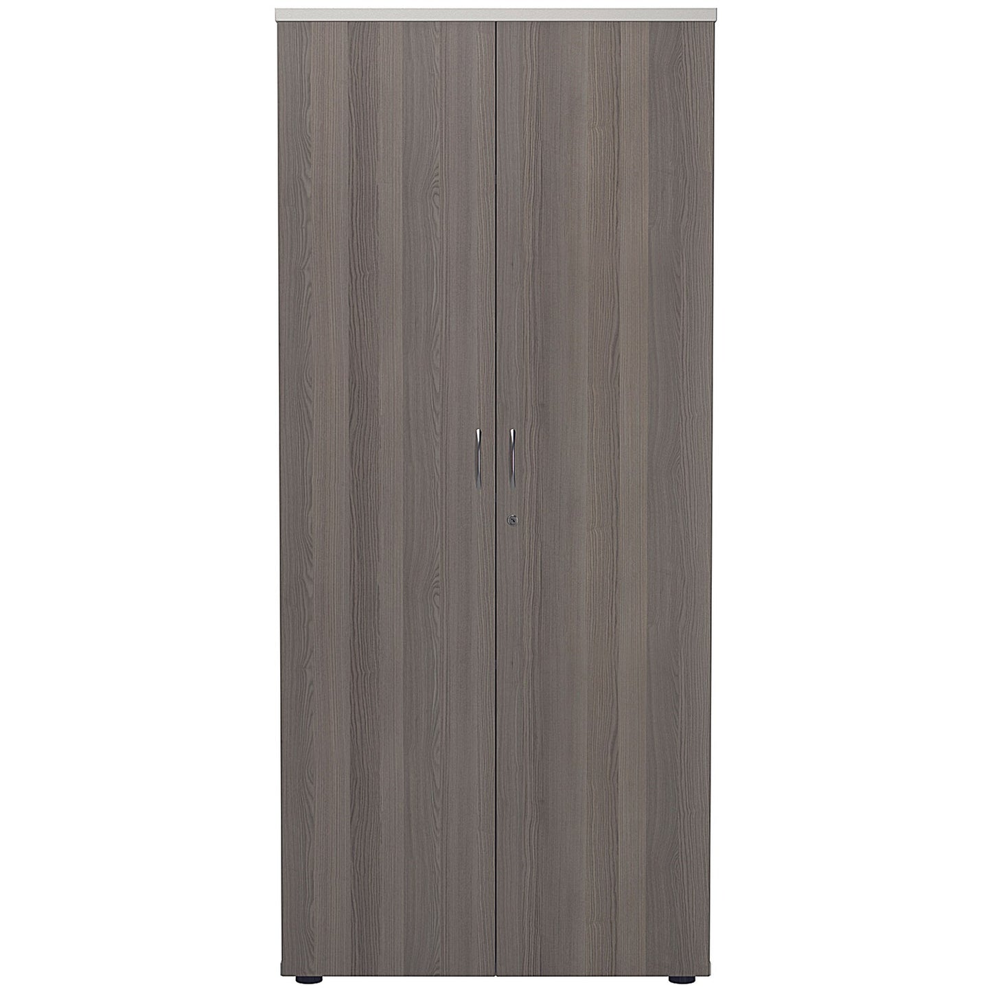 Jemini Two-Tone Tall Cupboard, 4 Shelves, 1800mm High, Grey Oak and White