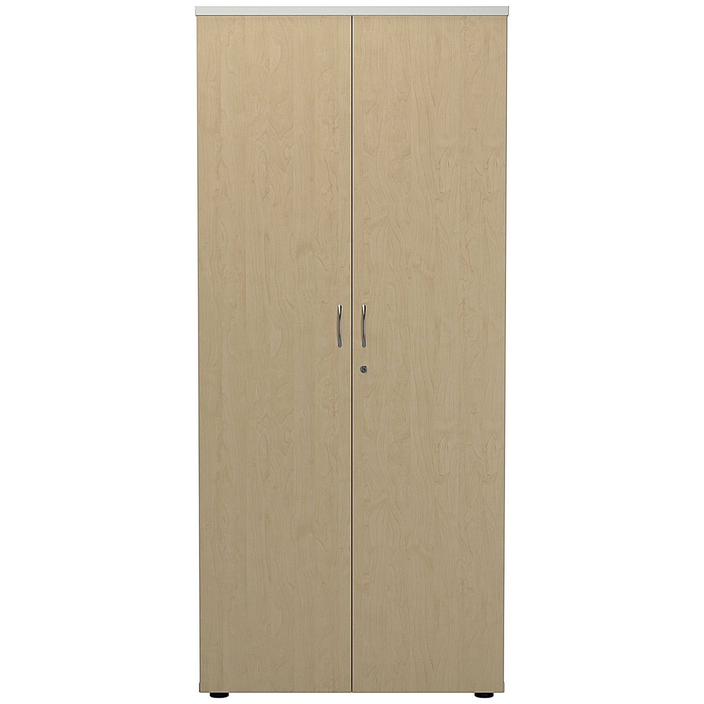 Jemini Two-Tone Tall Cupboard, 4 Shelves, 1800mm High, Maple and White