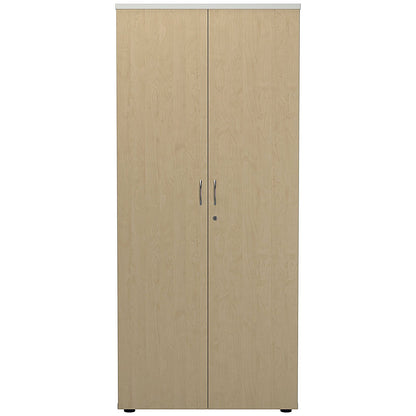 Jemini Two-Tone Tall Cupboard, 4 Shelves, 1800mm High, Maple and White
