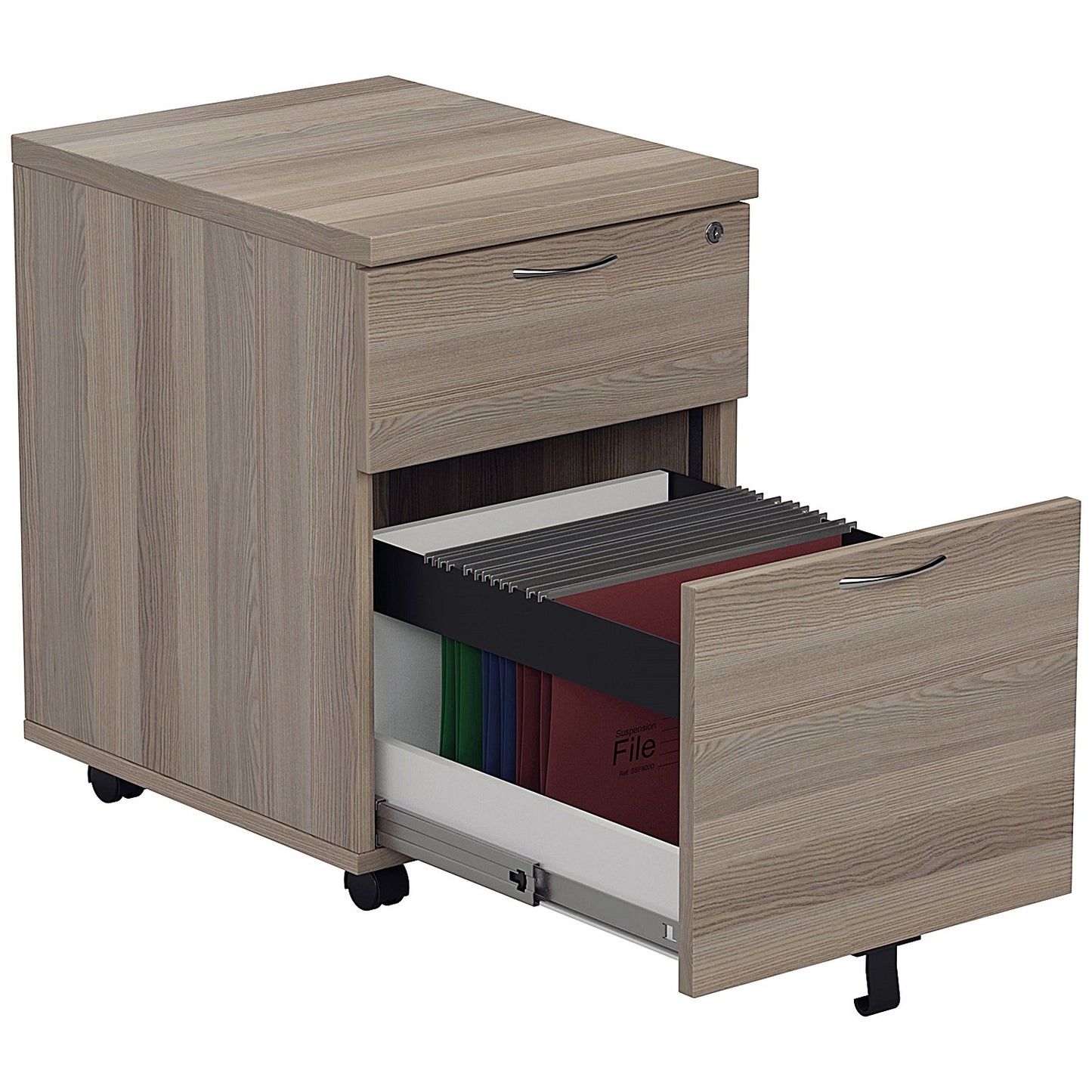 First 2 Drawer Mobile Pedestal, Grey Oak