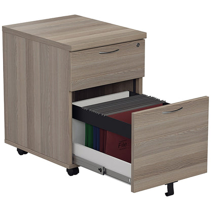 First 2 Drawer Mobile Pedestal, Grey Oak