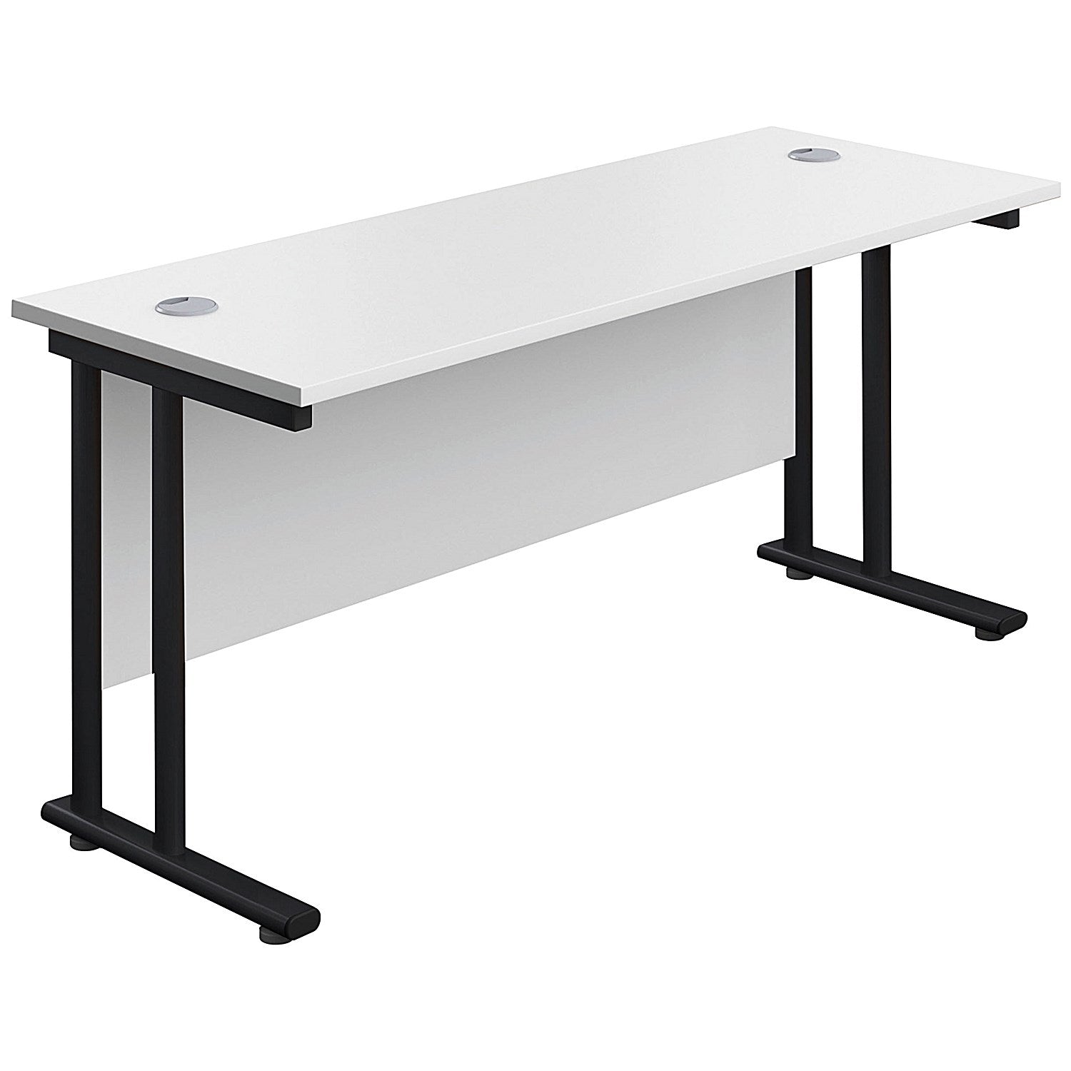 Jemini 1400mm Slim Rectangular Desk, Black Double Upright Cantilever Legs, White Easy2Order : KF810803