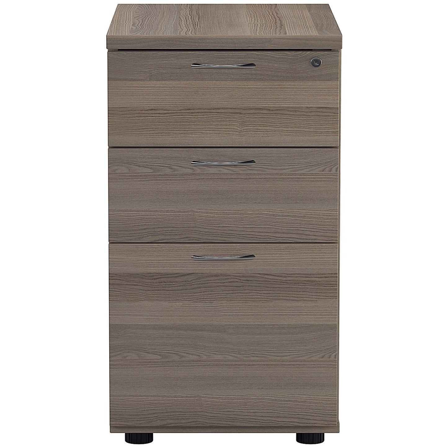 First 3 Drawer Desk High Pedestal, 600mm Deep, Grey Oak