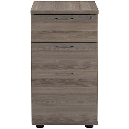 First 3 Drawer Desk High Pedestal, 600mm Deep, Grey Oak