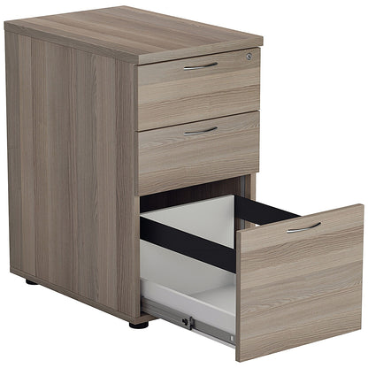 First 3 Drawer Desk High Pedestal, 600mm Deep, Grey Oak