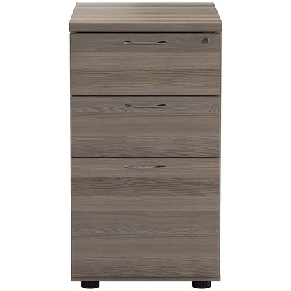 First 3 Drawer Desk High Pedestal, 800mm Deep, Grey Oak