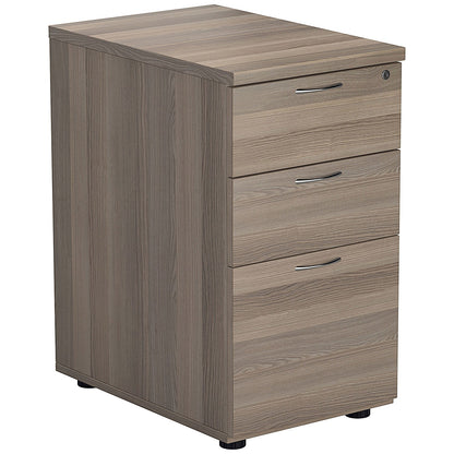 First 3 Drawer Desk High Pedestal, 800mm Deep, Grey Oak