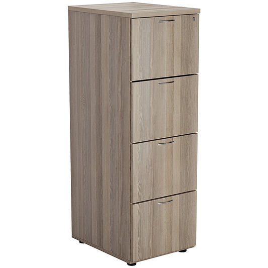 First Foolscap Filing Cabinet, 4 Drawer, Grey Oak